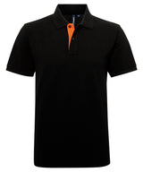 Men's classic fit contrast polo — Black/Orange