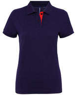 Women's contrast polo — Navy/Red