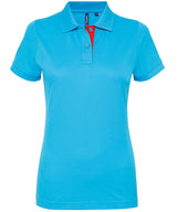 Women's contrast polo — Turquoise/Red