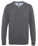 Men's cotton blend v-neck sweater — Charcoal