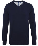 Men's cotton blend v-neck sweater — French Navy