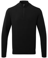 Men's cotton blend ¼ zip sweater — Black
