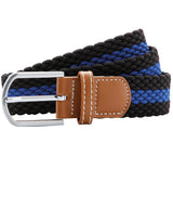 Two-colour stripe braid stretch belt — Black/Royal