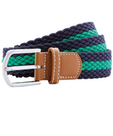 Two-colour stripe braid stretch belt — Navy/Kelly