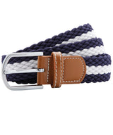 Two-colour stripe braid stretch belt — Navy/White