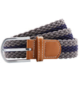Two-colour stripe braid stretch belt — Slate/Navy
