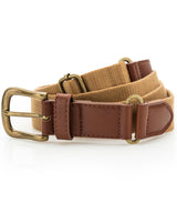 Faux leather and canvas belt — Camel
