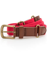 Faux leather and canvas belt — Cherry Red