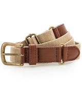 Faux leather and canvas belt — Khaki
