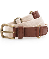 Faux leather and canvas belt — Natural