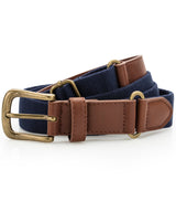 Faux leather and canvas belt — Navy