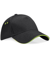 Ultimate 5-panel cap - sandwich peak — Black/Lime Green