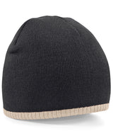Two-tone pull-on beanie — Black/Stone