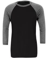 Unisex triblend ¾ sleeve baseball t-shirt — Black/Deep Heather