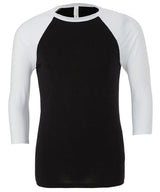 Unisex triblend ¾ sleeve baseball t-shirt — Black/White