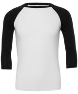 Unisex triblend ¾ sleeve baseball t-shirt — White/Black
