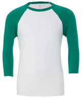 Unisex triblend ¾ sleeve baseball t-shirt — White/Kelly