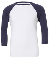 Unisex triblend ¾ sleeve baseball t-shirt — White/Navy