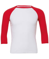 Unisex triblend ¾ sleeve baseball t-shirt — White/Red