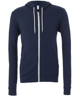 Unisex polycotton fleece full-zip hoodie — Navy