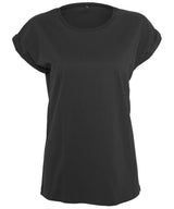 Women's extended shoulder tee — Black*†