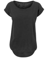 Women's long slub tee — Black