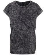 Women's acid washed extended shoulder tee — Dark Grey/White