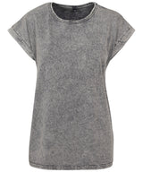 Women's acid washed extended shoulder tee — Grey/Black