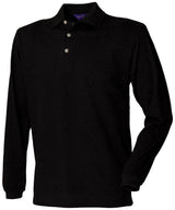 Long sleeve cotton polo shirt — Black