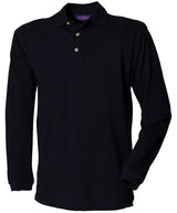 Long sleeve cotton polo shirt — Navy