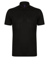 Stretch polo shirt with wicking finish (slim fit) — Black*