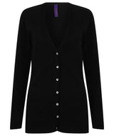 Women's v-button cardigan — Black