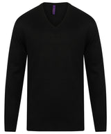 Cashmere touch acrylic v-neck jumper — Black