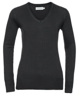Women's v-neck knitted sweater — Black