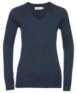 Women's v-neck knitted sweater — French Navy