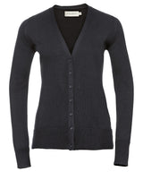 Women's v-neck knitted cardigan — Charcoal Marl