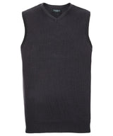V-neck sleeveless knitted sweater — Charcoal Marl
