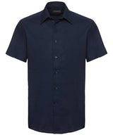 Short sleeve easycare tailored Oxford shirt — Bright Navy