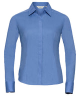 Women's long sleeve polycotton easycare fitted poplin shirt — Corporate Blue