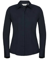 Women's long sleeve polycotton easycare fitted poplin shirt — French Navy