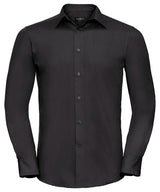 Long sleeve polycotton easycare fitted poplin shirt — Black