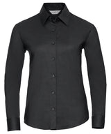 Women's long sleeve easycare Oxford shirt — Black