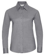 Women's long sleeve easycare Oxford shirt — Silver