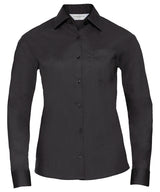 Women's long sleeve polycotton easycare poplin shirt — Black