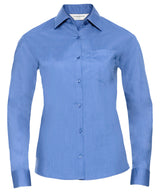 Women's long sleeve polycotton easycare poplin shirt — Corporate Blue