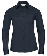 Women's long sleeve polycotton easycare poplin shirt — French Navy