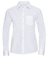 Women's long sleeve polycotton easycare poplin shirt — White