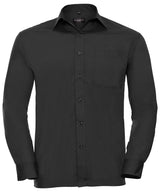Long sleeve polycotton easycare poplin shirt — Black