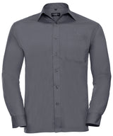 Long sleeve polycotton easycare poplin shirt — Convoy Grey