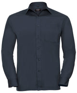 Long sleeve polycotton easycare poplin shirt — French Navy